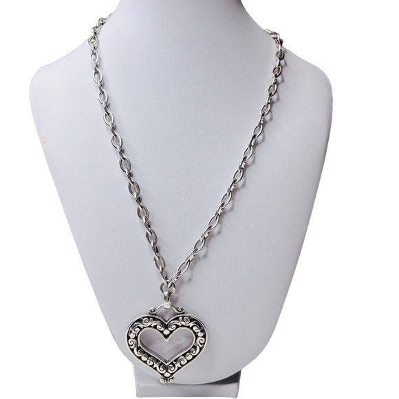 BRIGHTON Love Ya’ Silver Heart Necklace - Picture 1 of 4